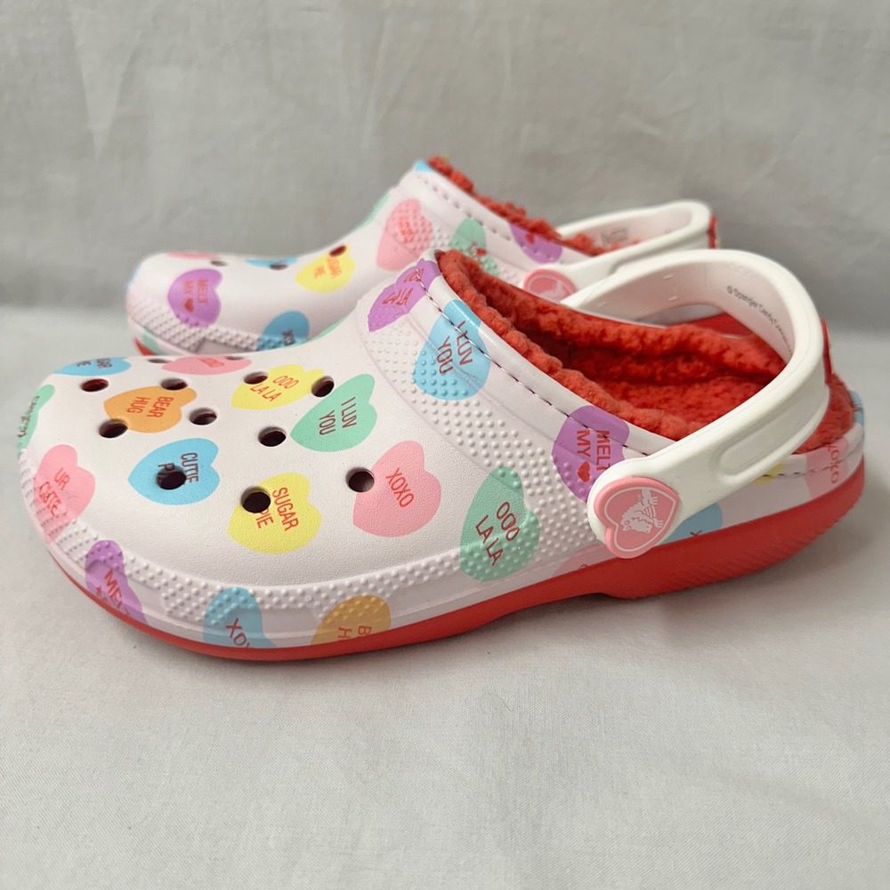 Crocs Classic Lined Clog Sweethearts Candy Hearts Women US Size 7 Men's 5 NWT - Picture 2 of 11